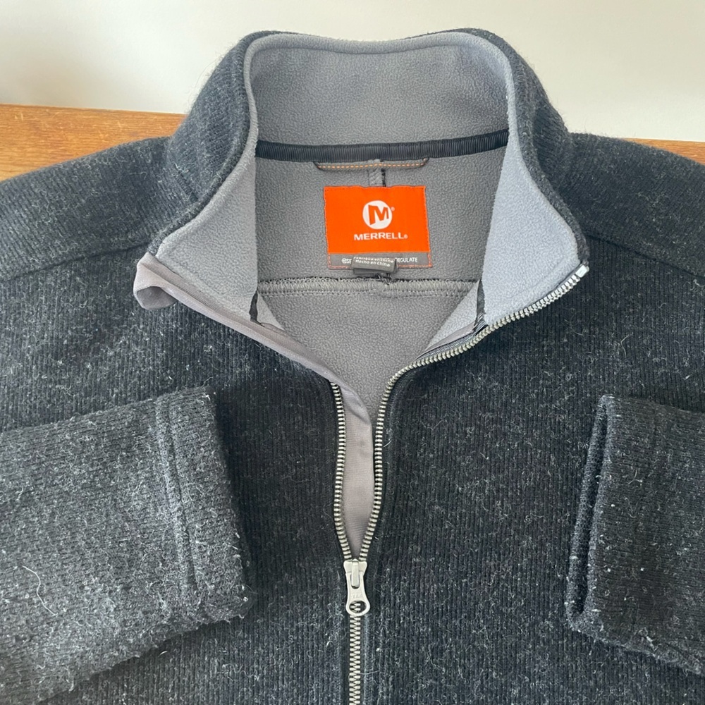 Merrell Big Sky Fleece Lined Wool Blend Jacket Full Zip Grey Men’s Sz M